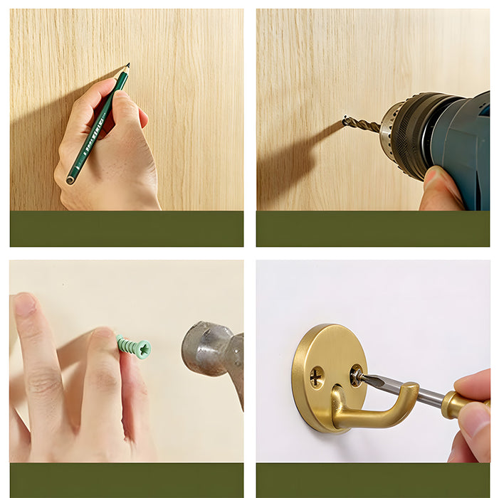 Modern Solid Brass Round Towel & Coat Hooks
