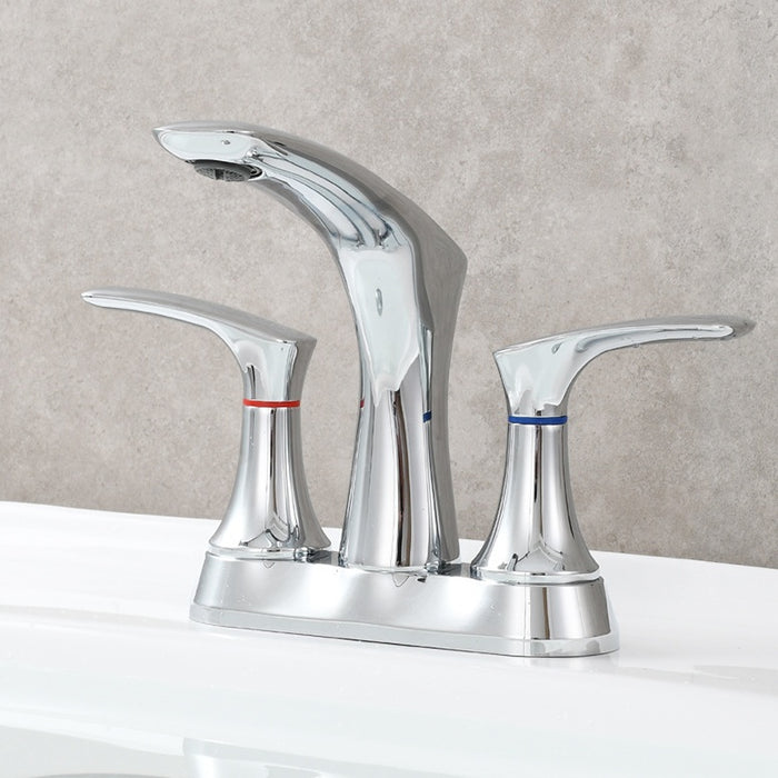 3 Holes Double Handle Stainless Steel Hot And Cold Bathroom Faucets