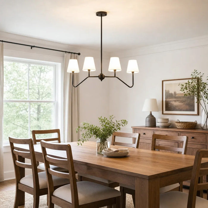 Modern Black Fabric Shade Chandelier