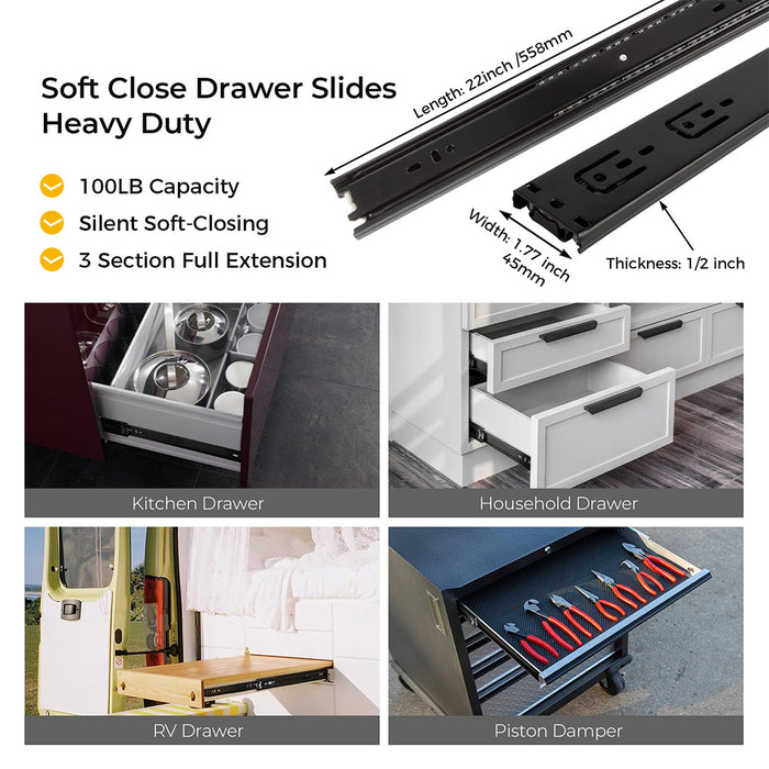 dresser slides Soft close ball bearing side mount drawer slides