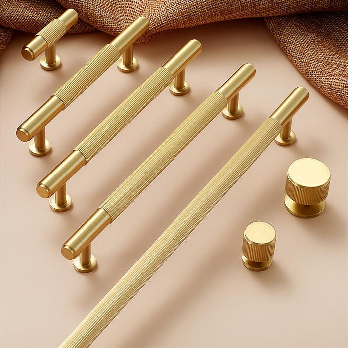 Modern Solid Brass Striped Bar Cabinet and Drawer Pulls