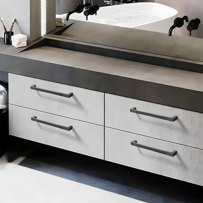 Square Textured Gold & Black Drawer Handles
