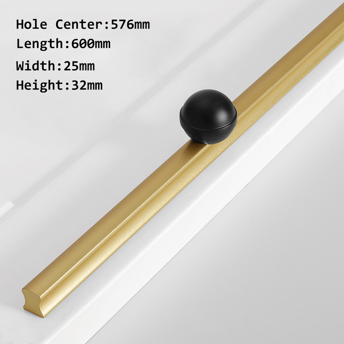 Modern Strip Gold Black Wardrobe Pulls Dresser Drawer Handles Round Semicircle Hardware