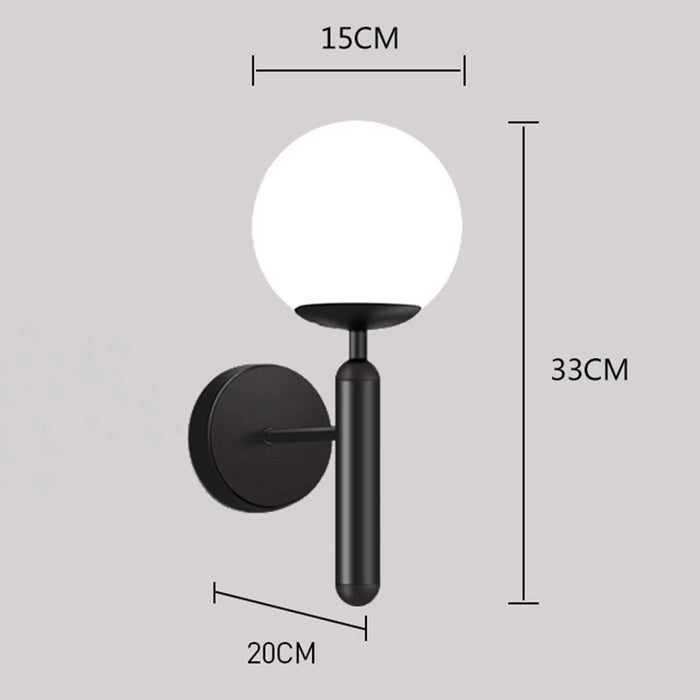 Modern Globe Glass Wall Sconce Light for Bedroom & Living Room