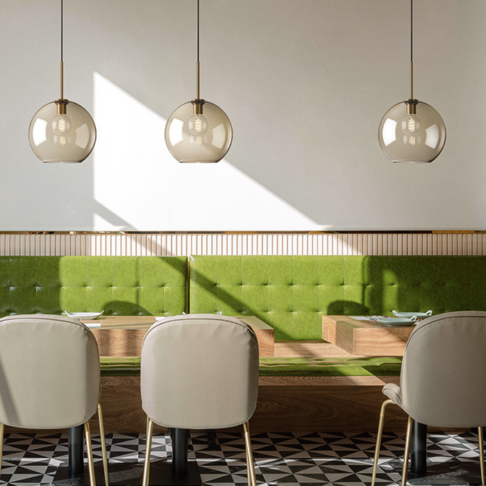 Vintage Glass Globe Pendant Light with Brass-Tone Accents