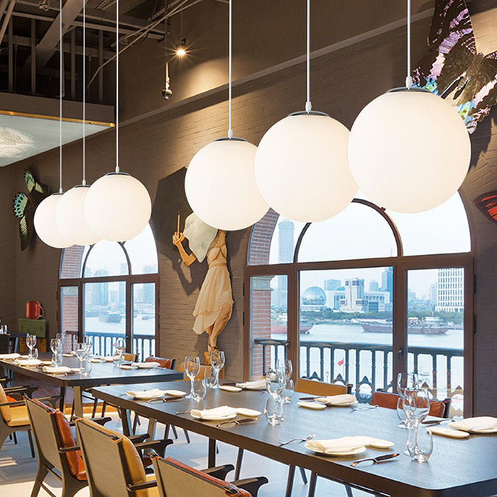 Modern White Glass Globe Pendant Light