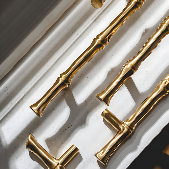 Bamboo Modern Brass Cabinet Handles