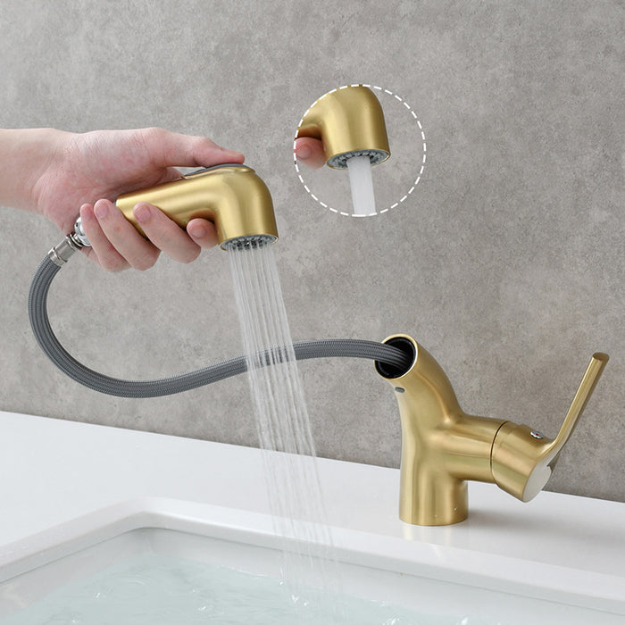 Simple Pull-out Single Hole Bathroom Faucet