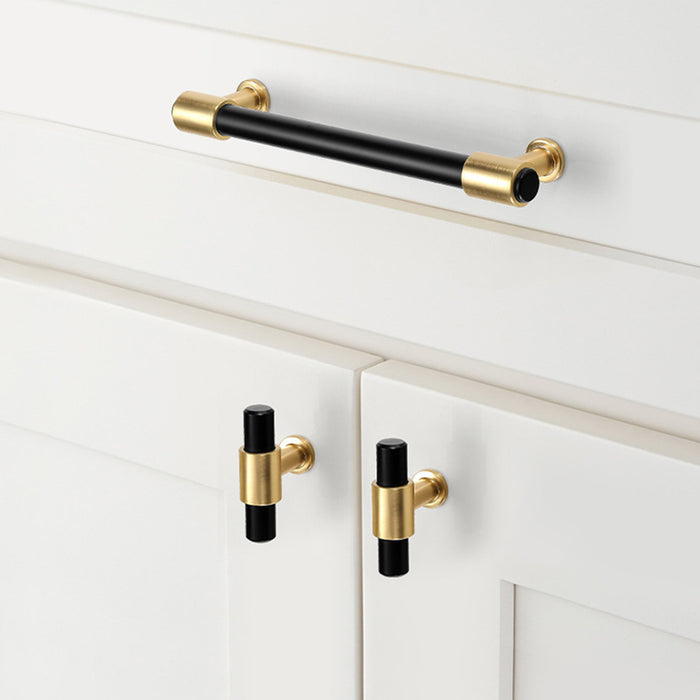 Zinc Alloy Black+Gold Drawer Door Cabinet Pulls