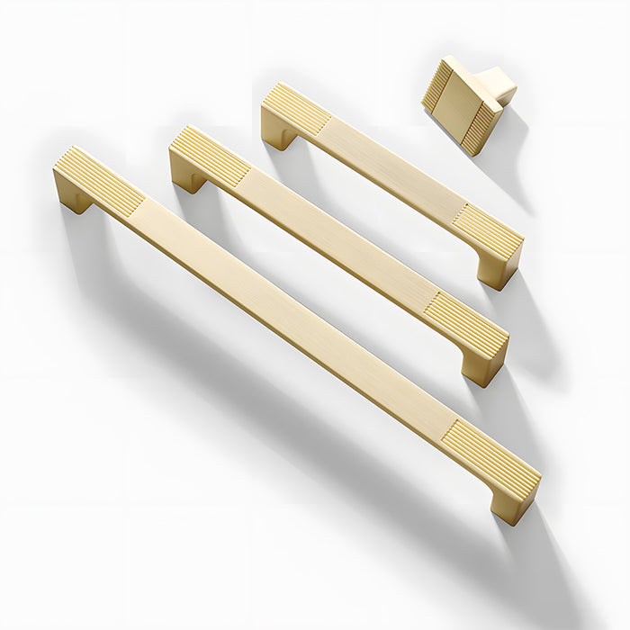 Square Textured Gold & Black Drawer Handles