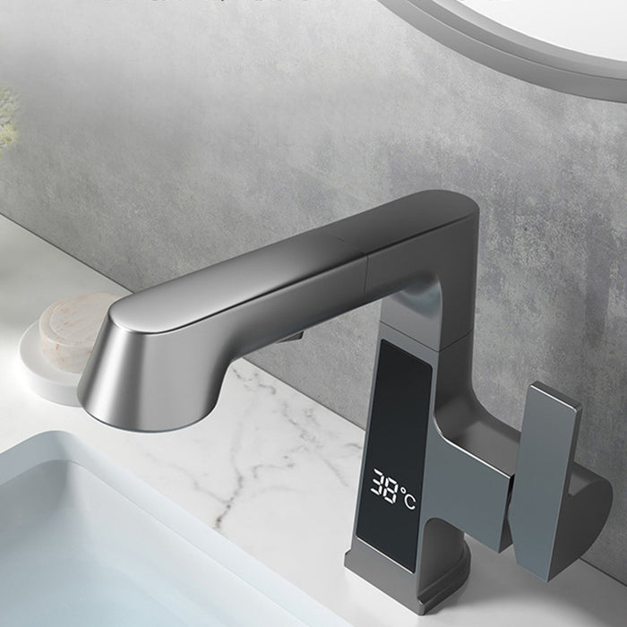 Smart Digital Display Hot And Cold Pull-out Bathroom Faucet