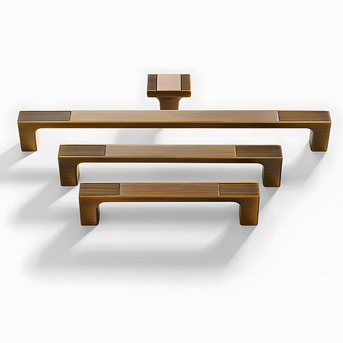 Square Textured Gold & Black Drawer Handles