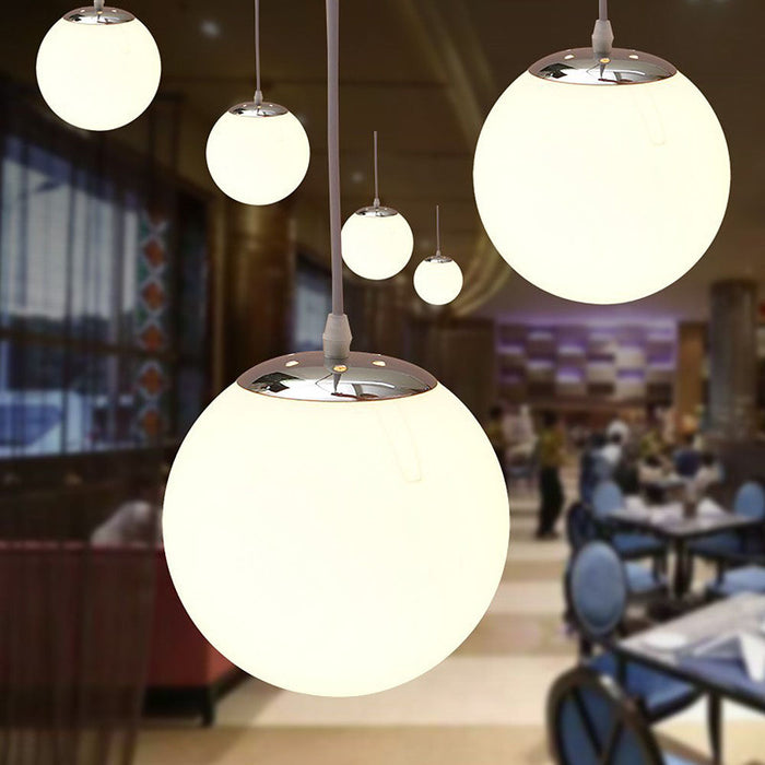 Modern White Glass Globe Pendant Light