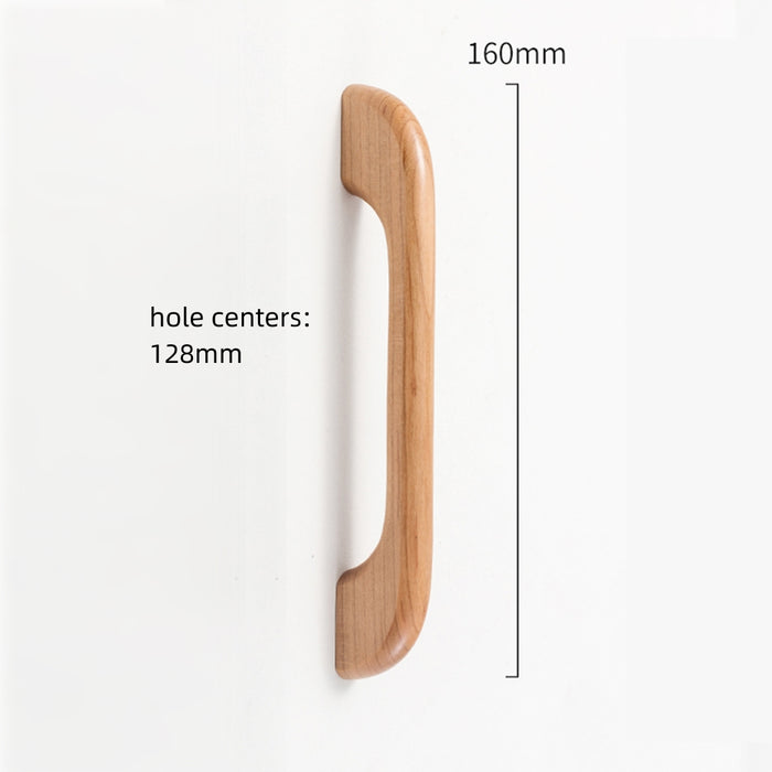 Long Solid Wood Finished Curved Arch Round Cabinet Handle for Kitchen