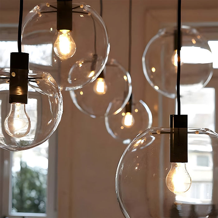 Vintage Clear Glass Globe Pendant Light