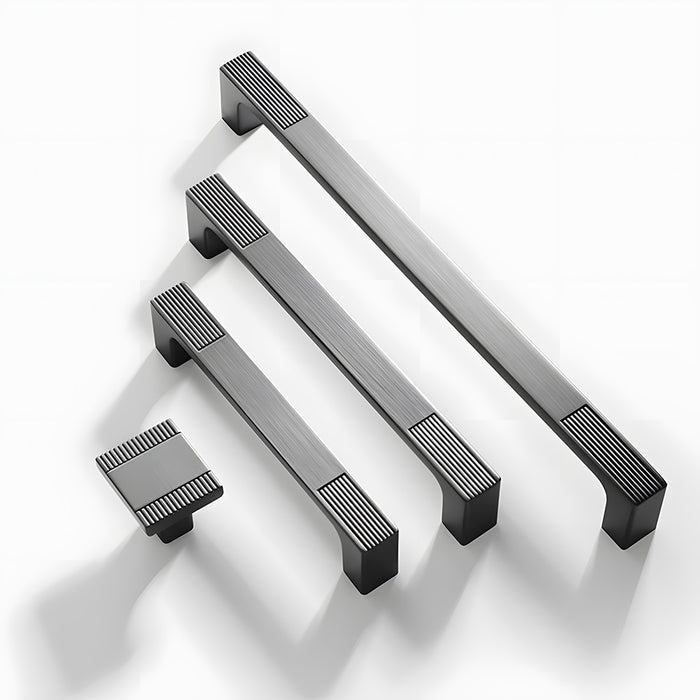 Square Textured Gold & Black Drawer Handles