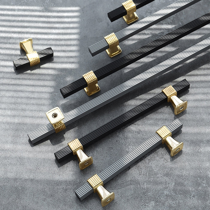 Gold Black Modern Aluminum Alloy Square Cabinet and Drawer Handles