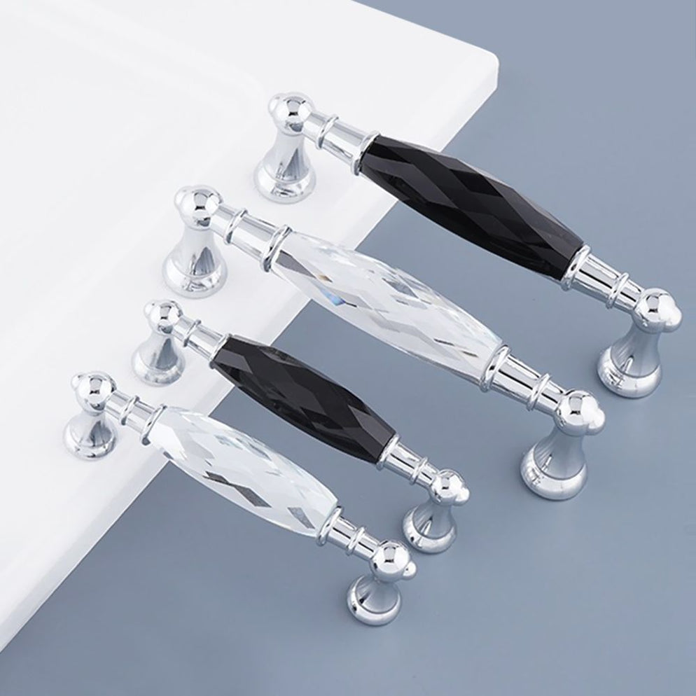 Goldenwarm Luxury Crystal Drawer Pulls and Chrome Silver Cupboard Handles