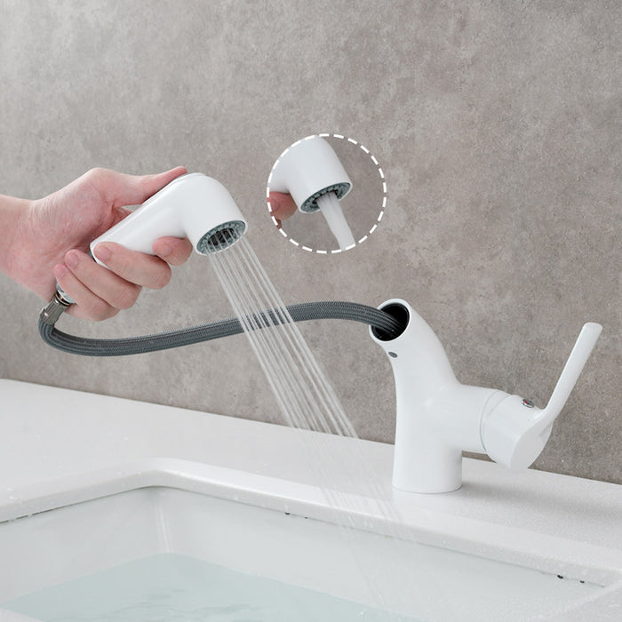Simple Pull-out Single Hole Bathroom Faucet