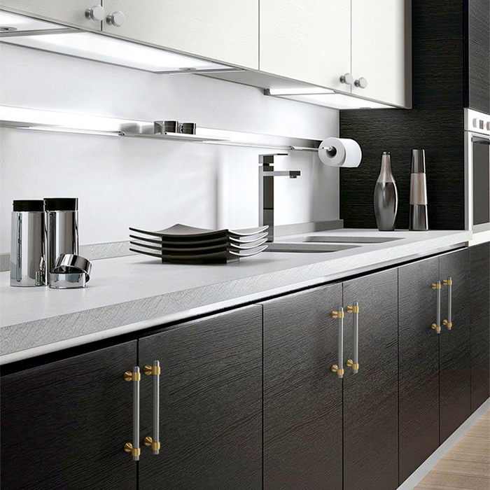 Modern Brass Cabinet Pulls Brown & Silver Drawer Kitchen Cupboard Handles