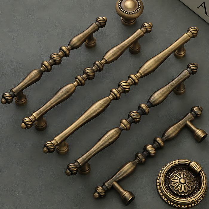 Vintage Solid Brass Spindle Cabinet Handles