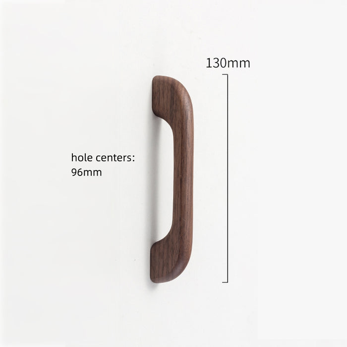 Long Solid Wood Finished Curved Arch Round Cabinet Handle for Kitchen