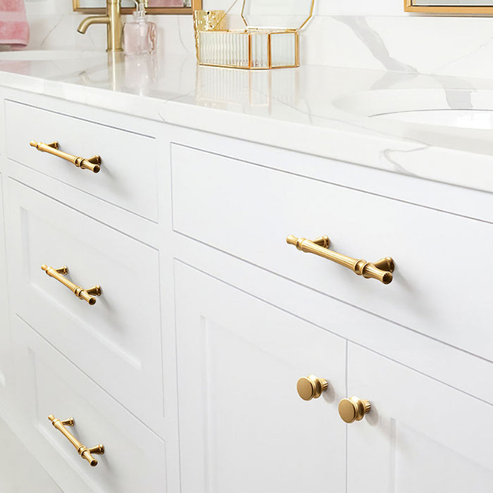 gold dresser handles Plustool 30Pack 3''Hole Centers Gold Cabinet Handles-Brushed Brass