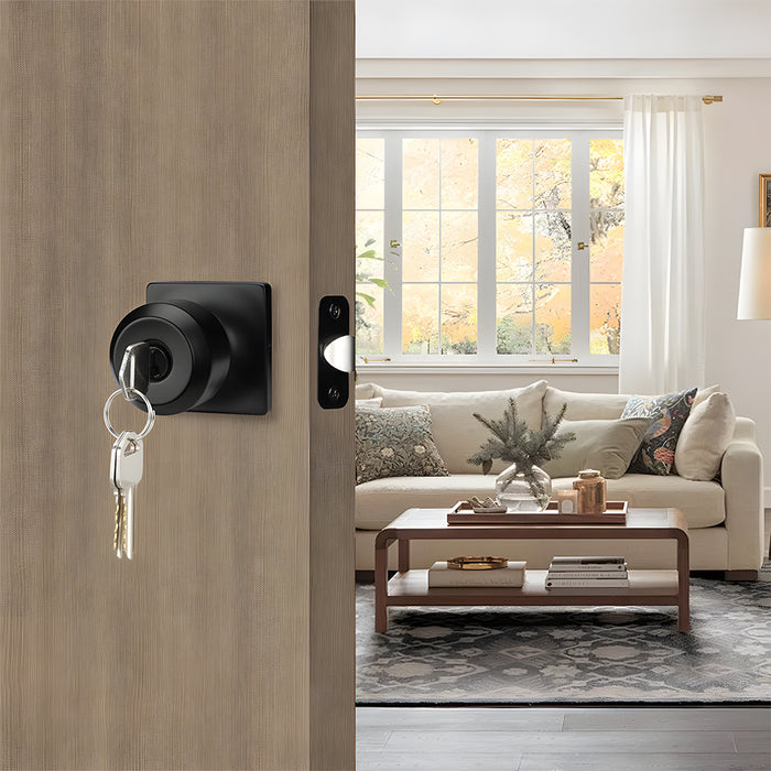 Exterior Entry Black Door Knob with Keys