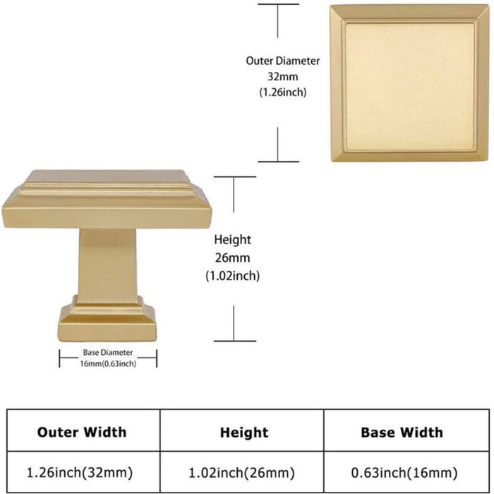 Cabinet Knobs Square Solid Drawer Handles for Bathroom