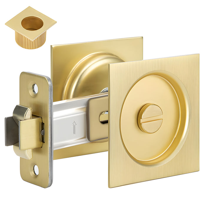 Square Pocket Door Lock with Pull