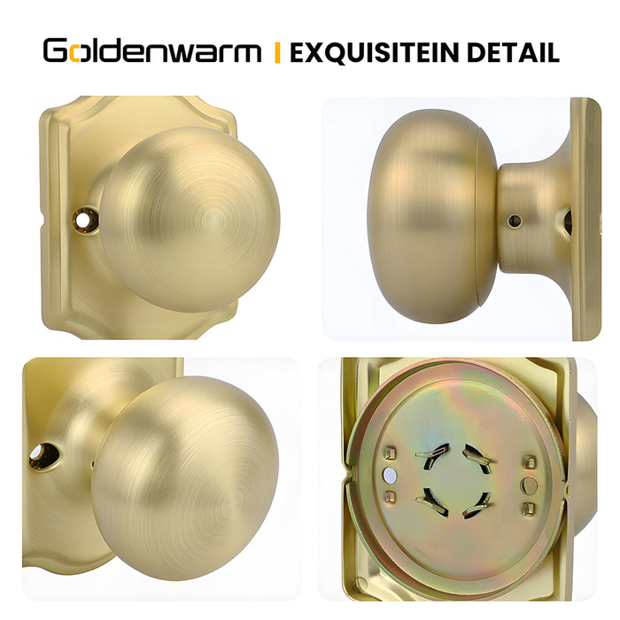 6 Pack Stainless Steel Classic Gold Interior Door Knobs
