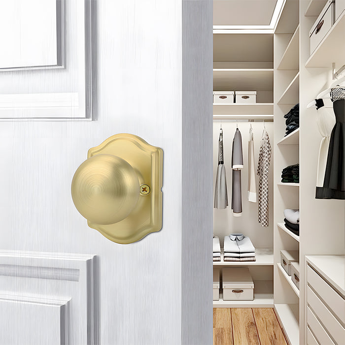 6 Pack Stainless Steel Classic Gold Interior Door Knobs