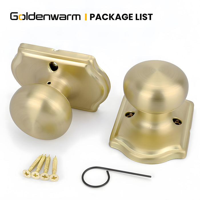 6 Pack Stainless Steel Classic Gold Interior Door Knobs