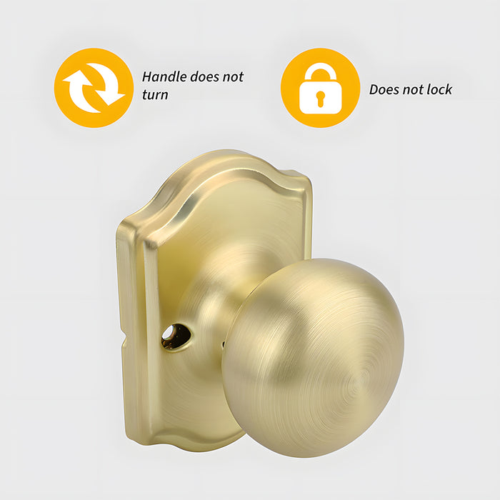 6 Pack Stainless Steel Classic Gold Interior Door Knobs