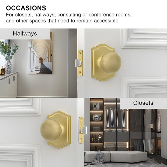 6 Pack Stainless Steel Classic Gold Interior Door Knobs