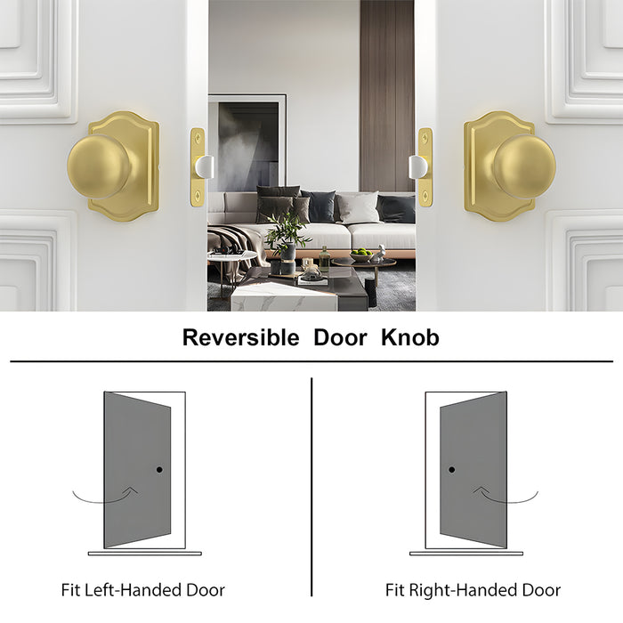 6 Pack Stainless Steel Classic Gold Interior Door Knobs