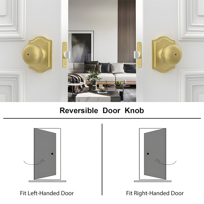 6 Pack Stainless Steel Classic Gold Interior Door Knobs