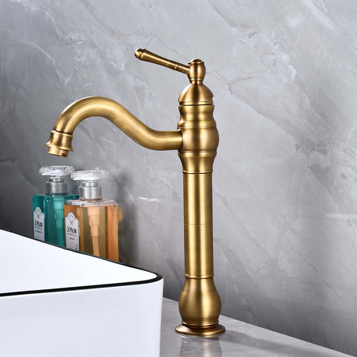Goldenwarm Bathroom Faucet Retro Deck Mounted Bathroom Sink Faucets