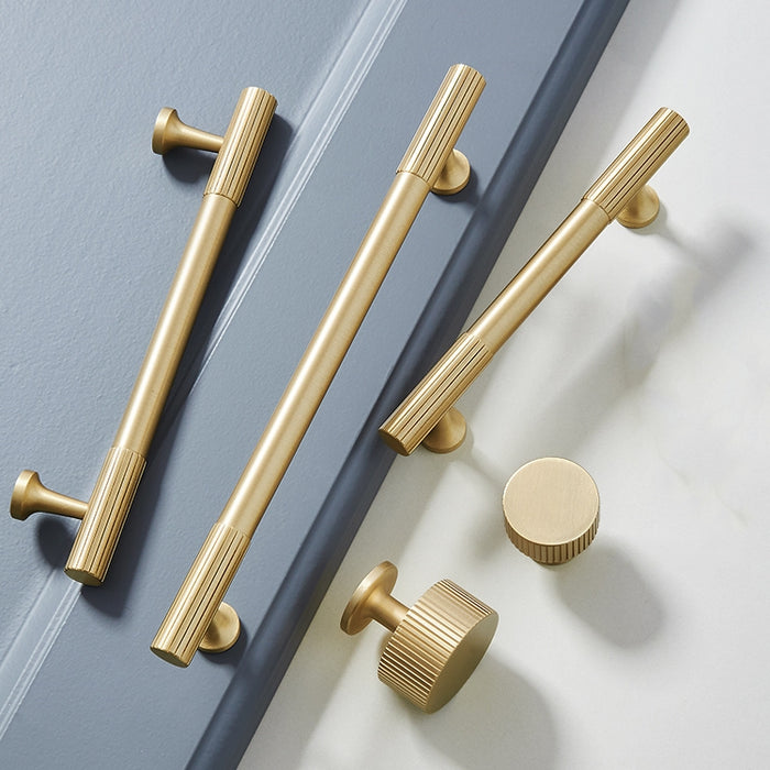 Linear Knurled Solid Brass Cabinet Handles and Knobs