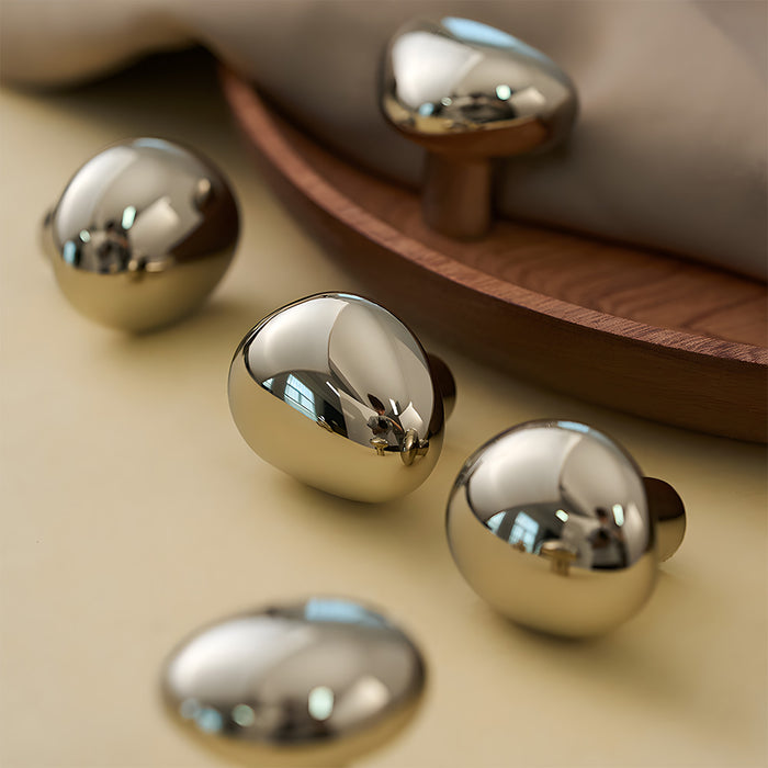 Organic Pebble Brushed Mushroom Drawer Knobs for Kitchen