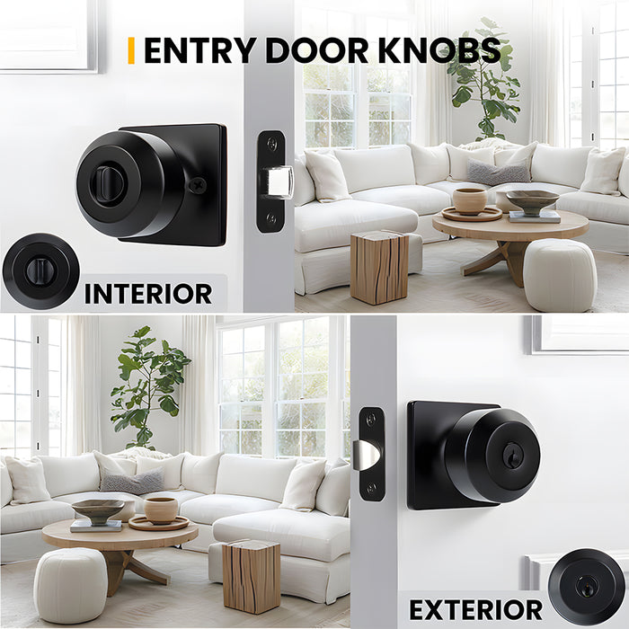 Black Simple Round Door Knob for Room
