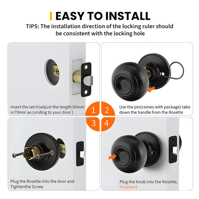 Keyless Round Dummy Passage Privacy Interior Door Knobs