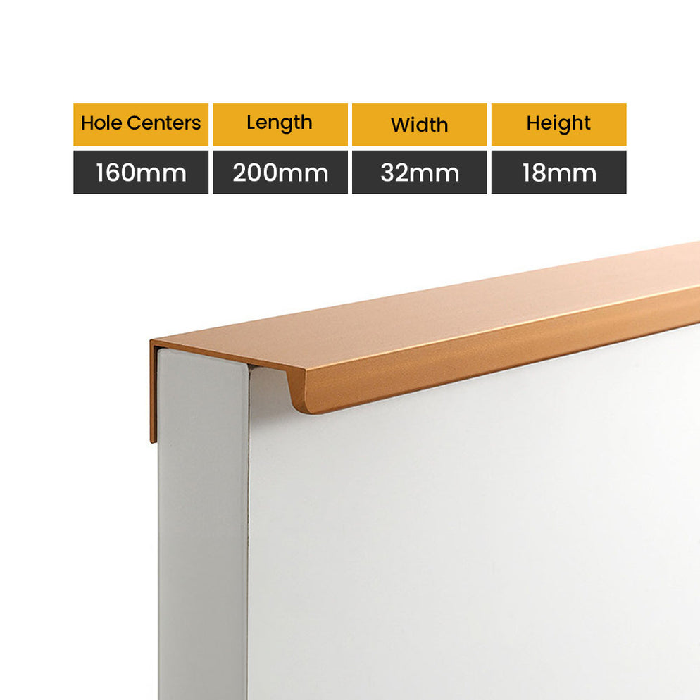 Goldenwarm Modern Gold Black Kitchen Cupboard Cabinet Edge Pull Handles