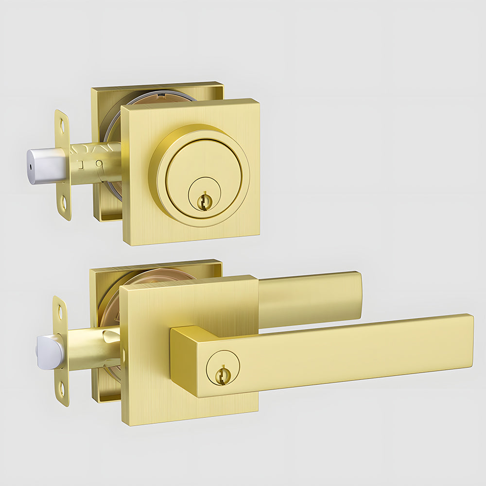 Entry Door Locksets Exterior Door Lever and Deadbolt Set | Goldenwarm