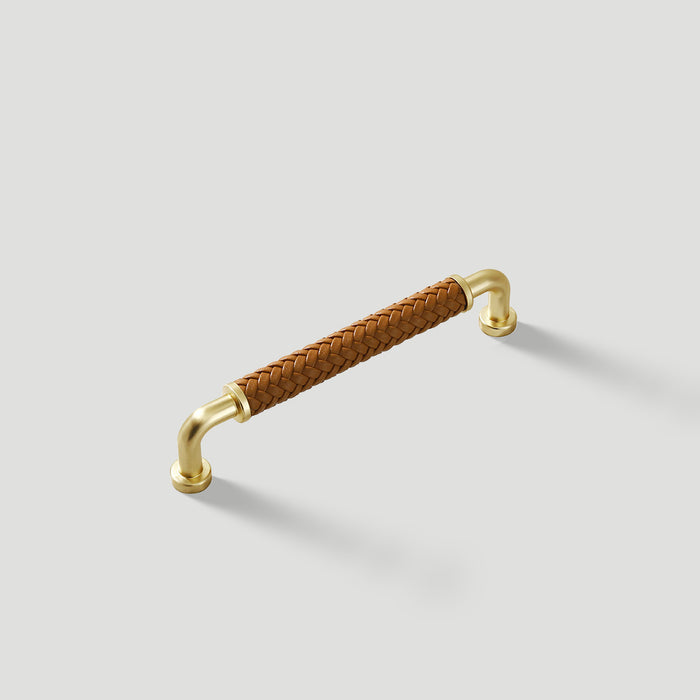 Modern Woven Leather Cabinet Pulls with Curved Zinc Alloy Base