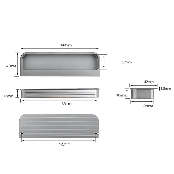 Sqaure Sliding Closet Door Handles Flush Pulls