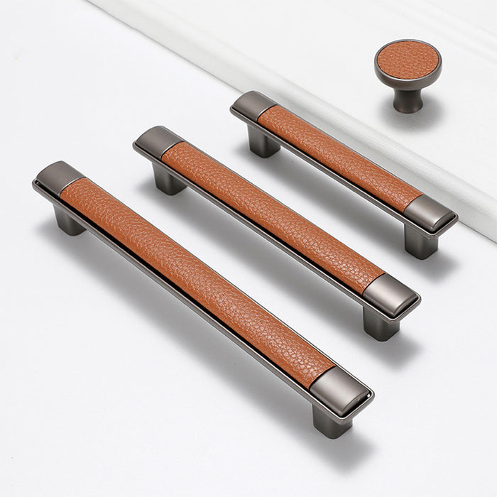 Retro Brown Leather Drawer Handles