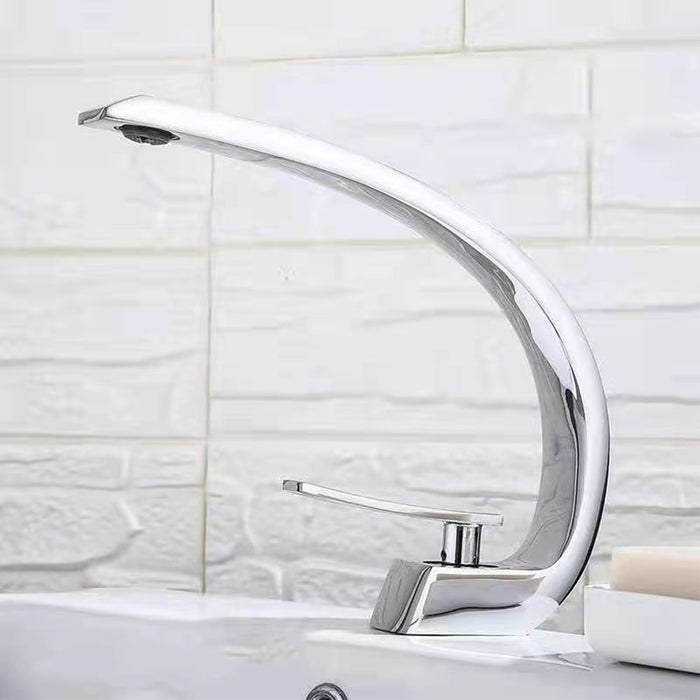 Single Handle Waterfall Arc Bathroom Sink Faucet
