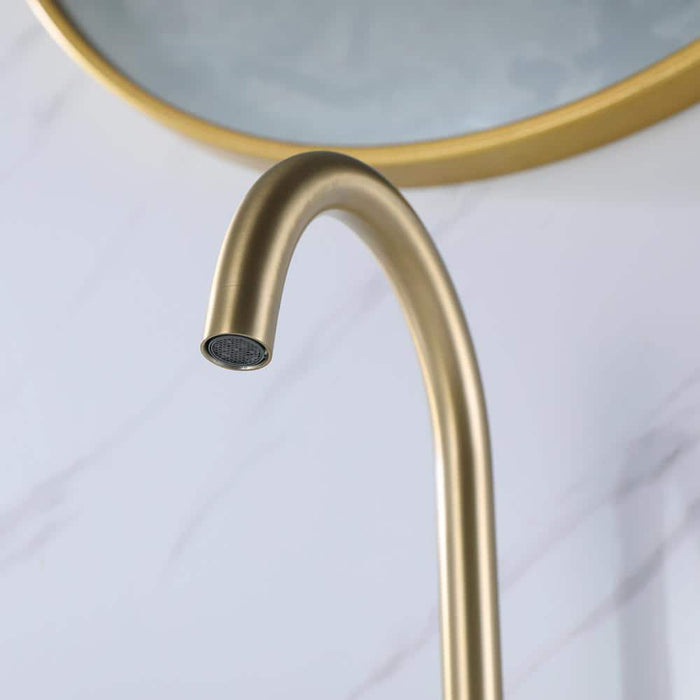 3 Hole Double Handle Brass Widespread Bathroom Faucet