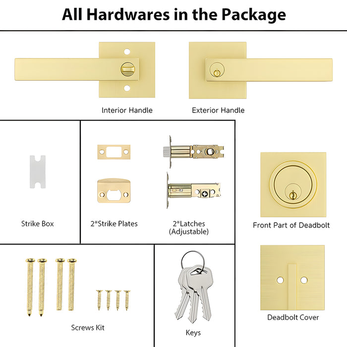 Exterior Entry Door Lock Handleset with Deadbolt